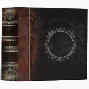 Rustic Faux Black and Brown Leather Ancient Tome Binder