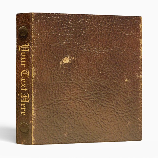 Rustic Faux Brown Leather Binder (Front/Spine)