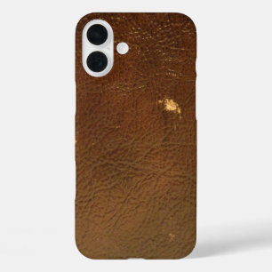 Rustic Faux Brown Leather iPhone 16 Plus Case