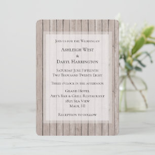 Rustic Faux Brown Wood Wedding Invitation