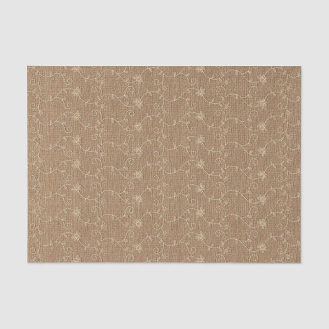 Rustic Faux Burlap Lace Christmas Xmas Tissue Paper (Front)