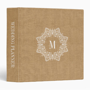 Rustic Faux Burlap Monogram Wedding Binder