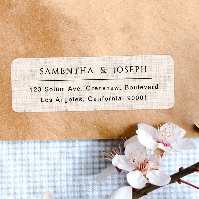 Rustic Faux Burlap Typography Return Address (Creator Uploaded)