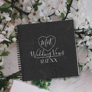 Rustic Faux Chalkboard Wedding Vows Couples Notebook