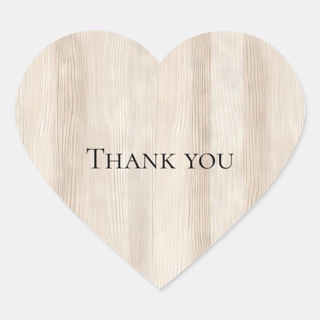 Rustic Faux Cream White Wood Wedding Heart Sticker (Front)