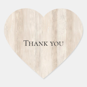 Rustic Faux Cream White Wood Wedding Heart Sticker