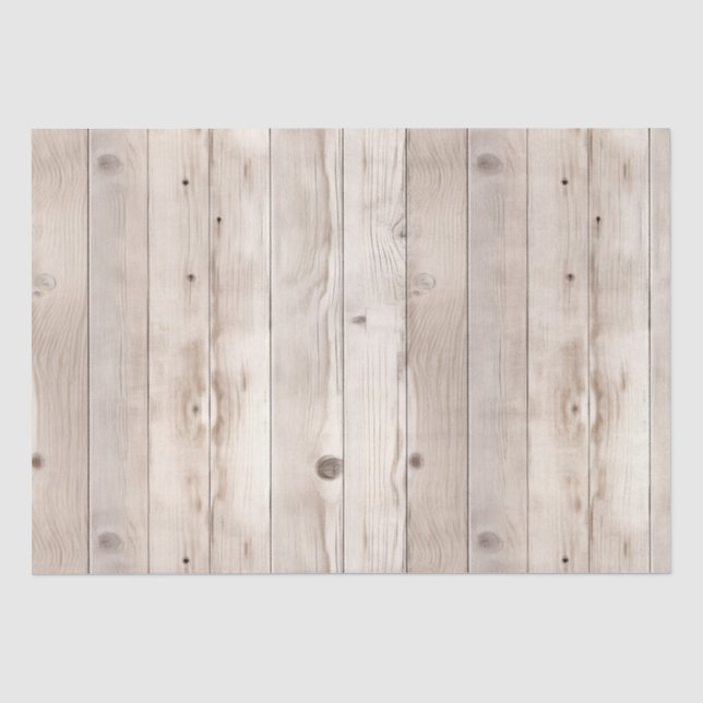 Rustic Faux Cream White Wood Wedding Tissue Paper (Front)