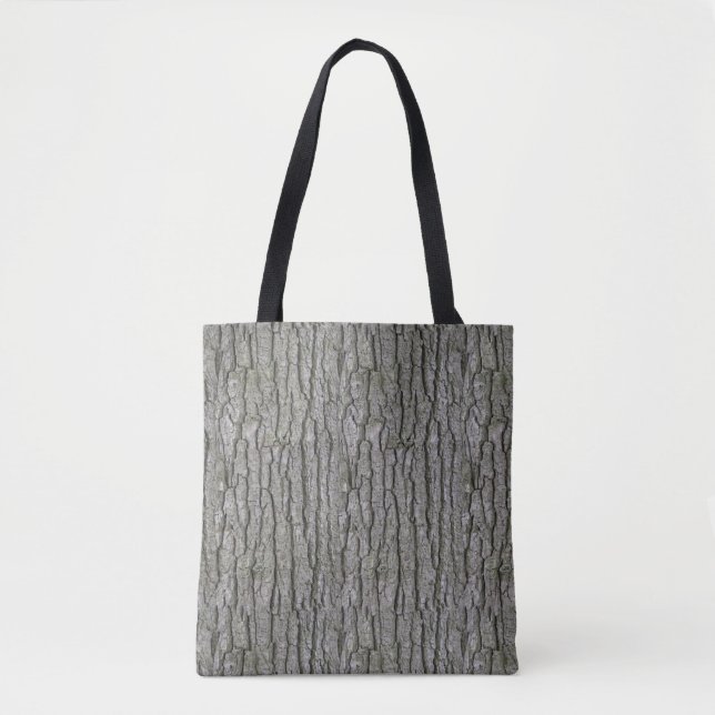 Rustic Faux Dry Wood Grain Tree Bark Tote Bag (Front)
