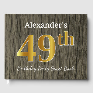 Rustic, Faux Gold 49th Birthday Party; Custom Name Guest Book
