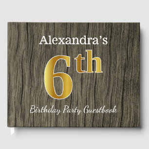 Rustic, Faux Gold 6th Birthday Party + Custom Name Guest Book
