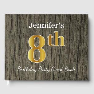 Rustic, Faux Gold 8th Birthday Party + Custom Name Guest Book