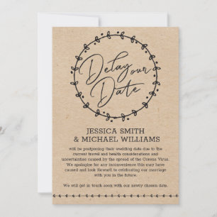 Rustic Faux Kraft Corona Virus Delay The Date Card