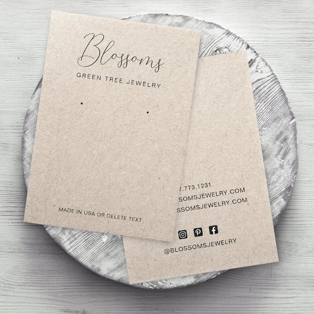Rustic Faux Kraft Paper Earring Display Card (Personalized Rustic Faux Kraft Paper Earring Display Card)