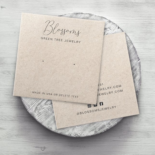 Rustic Faux Kraft Paper Stud Earring Display Card (Personalized Rustic Faux Kraft Paper Stud Earring Display Card)