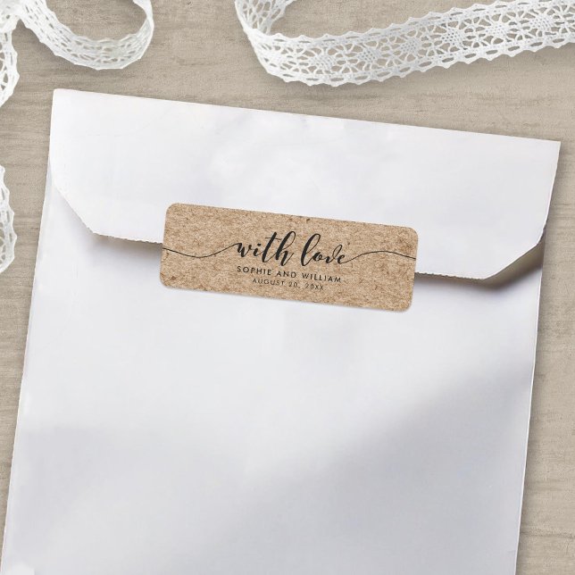 Rustic Faux Kraft Script With Love Wedding Favour (Creator Uploaded)