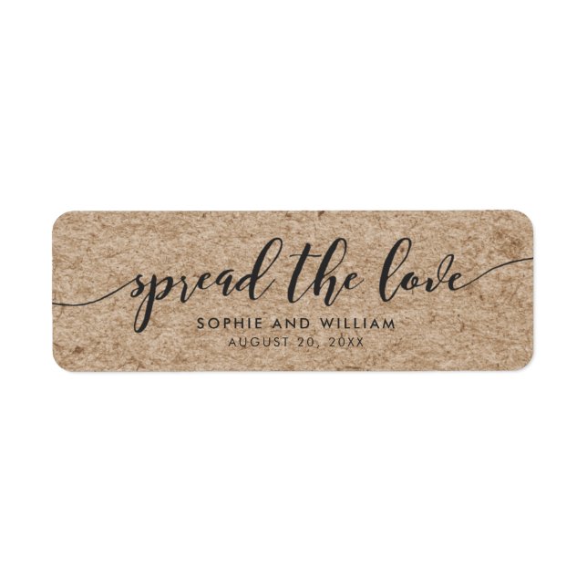 Rustic Faux Kraft Spread the Love Wedding Label (Front)