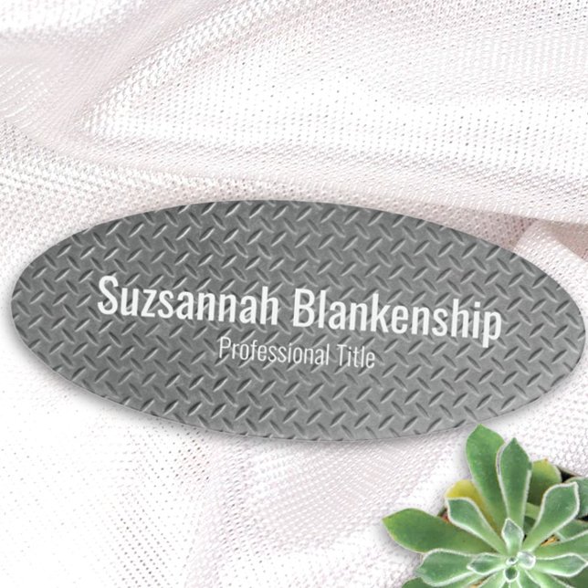 Rustic Faux Metal Diamond Plate Name Tag Template (Creator Uploaded)