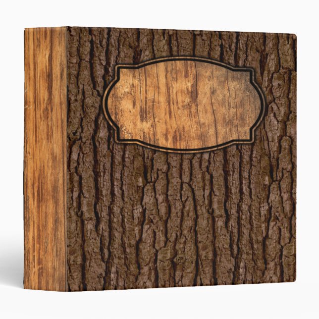Rustic Faux Piece of Wood Grain Tree Bark Binder (Front/Spine)