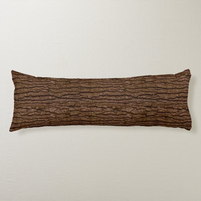 Rustic Faux Piece of Wood Grain Tree Bark Body Pillow (Front)