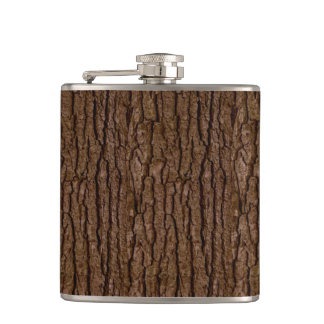 Rustic Faux Piece of Wood Grain Tree Bark Hip Flask