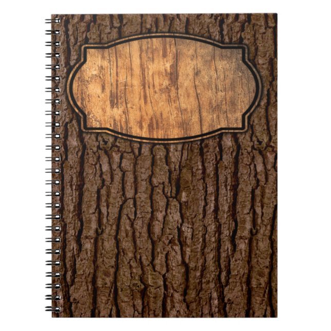 Rustic Faux Piece of Wood Grain Tree Bark Notebook (Front)