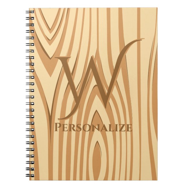 Rustic Faux Stained Brown Wood Personalized Custom Notebook (Front)