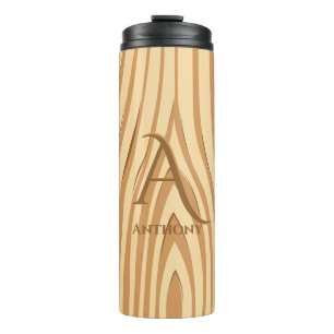 Rustic Faux Stained Brown Wood Personalized Custom Thermal Tumbler