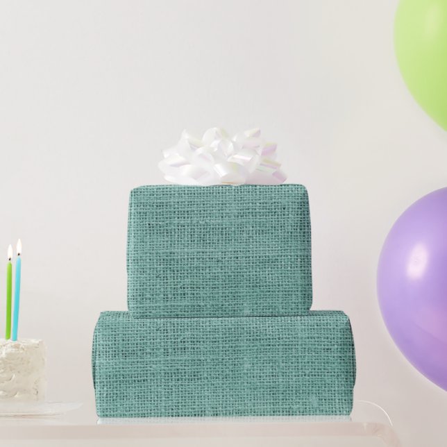 Rustic Faux Teal Burlap Texture Wrapping Paper (Party Gifts)