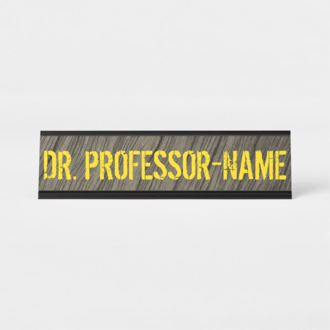 Rustic, Faux Wood Appearance Pattern + Custom Name Desk Name Plate (Front)