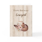 Rustic Faux Wood Cowgirl Floral Hat Birthday