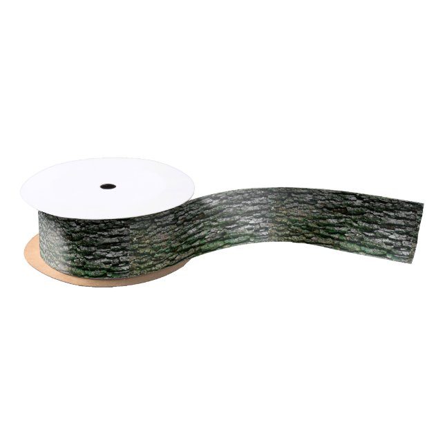 Rustic Faux Wood Grain Tree Branch Moss Satin Ribbon (Spool)
