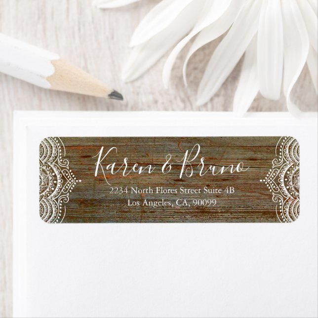 Rustic Faux Wood & White mandal lace (Insitu)