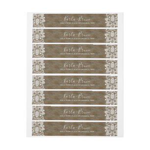 Rustic Faux Wood & White Vintage Lace Wraparound Address Label