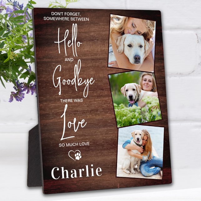 Rustic Favorite Hello Custom Pet Dog Memorial Plaque (Creator Uploaded)