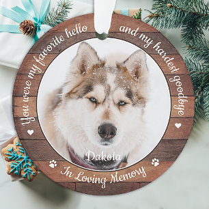 Rustic Favourite Hello Hardest Goodbye Pet Memoria Ornament