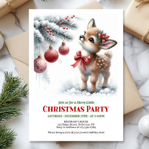 Rustic fawn snowy forest serene scene Christmas  Invitation