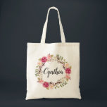 Rustic Feather Boho Floral Wreath Bridesmaid Tote Bag<br><div class="desc">Rustic Pink Boho Feather Floral Wreath Bridesmaid Favour Tote Bag. 
(1) For further customization,  please click the "customize further" link and use our design tool to modify this template.
(2) If you need help or matching items,  please contact me.</div>
