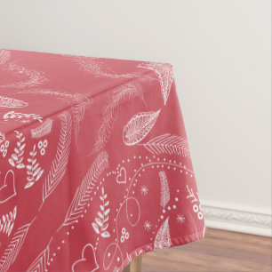 Rustic Feathers Love Birds Pattern Cottage Lodge Tablecloth
