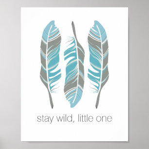 Rustic Feathers Stay Wild Personalized Wall Art