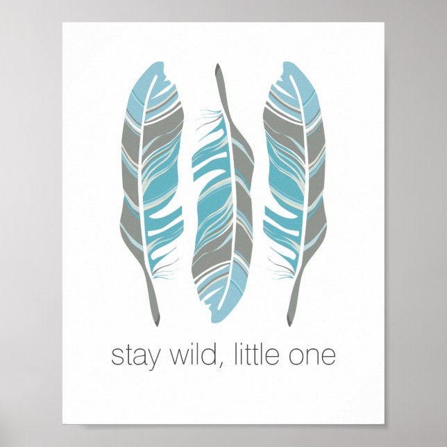 Rustic Feathers Stay Wild Personalized Wall Art (Front)