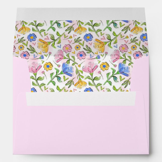 Rustic Feminine Spring Flowers Floral Pattern Envelope (Back (Bottom))
