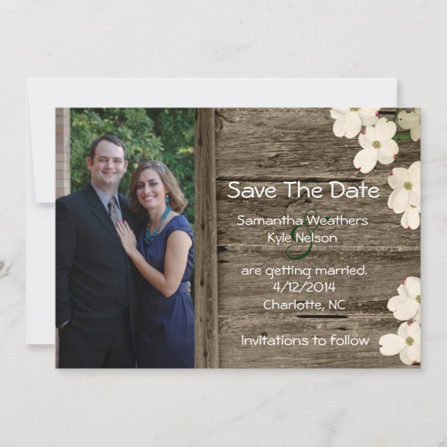 Rustic Fence Photo Save The Date Announcement (Front)