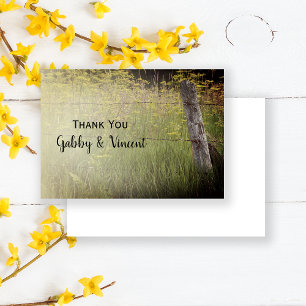 Rustic Fence Post Country Wedding Thank You Note Card