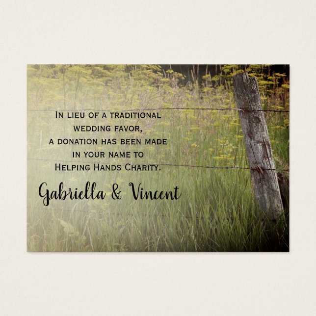 Rustic Fence Post Mariage campagnard Charity Favor (Devant)
