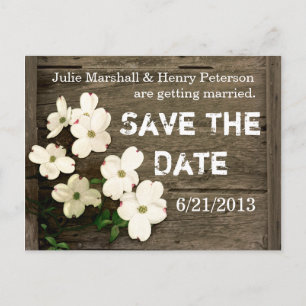 Rustic Fence with Flowers Wedding Save The Date Announcement Postcard