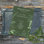 Rustic Fern Green Foliage Emerald Wedding Program<br><div class="desc">Introducing our enchanting wedding program where elegance meets nature in perfect harmony. A soft, feathery oval frame adorned with lush forest greenery, ivy, ferns, and more, beautifully set against a mesmerizing emerald green background. Capture the essence of a romantic woodland escape with this stunning design that will leave your guests...</div>