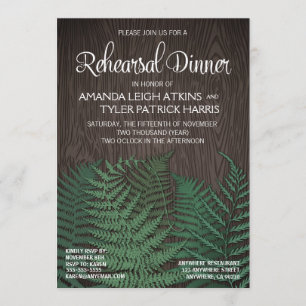 Rustic Fern Wedding Rehearsal Dinner Invitations