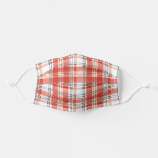 Rustic Festive Christmas Plaid Watercolor Pattern Cloth Face Mask