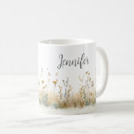 Rustic Field of Wildflowers Monogram Coffee Mug<br><div class="desc">This beautiful coffee mug features a rustic field of soft watercolor wildflowers.  Add a name to personalize it. Makes a great gift for the bride to be,  bridesmaid,  mom,  best friend,  or daughter! Created by Simply Farmhouse Press.</div>