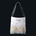 Rustic Field of Wildflowers Monogram Crossbody Bag<br><div class="desc">This beautiful bag features a rustic field of soft watercolor wildflowers.  Add a name to personalize it. Makes a great gift for the bride to be,  bridesmaid,  mom,  best friend,  or daugther! Created by Simply Farmhouse Press.</div>